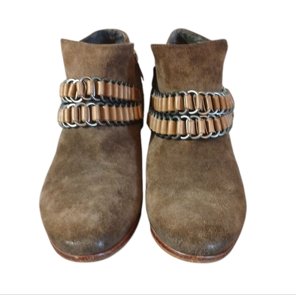 Sam Edelman Western Booties Brown and Tan Harnessed Ankle Boots Size 7 - Picture 3 of 12